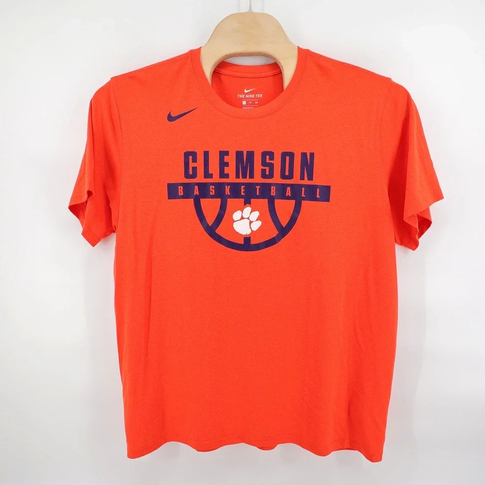 Nike‎ Clemson Basketball T-Shirt Orange Dri-FIT Athletic Cut Mens XXL
